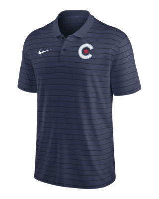Nike Chicago Cubs Polo Shirt Mens Large Blue Dri-Fit Snap Button Authentic  MLB