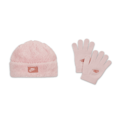 Conjunto de dos piezas de gorro y guantes para niños talla pequeña Nike Cozy Peak Beanie and Gloves Set