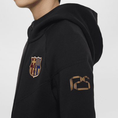 FC Barcelona Tech Fleece Nike-fodboldhættetrøje med lynlås i fuld længde til større børn (drenge)