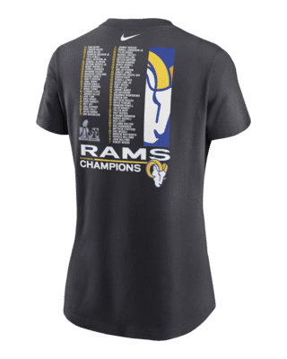 Men's Nike Anthracite Los Angeles Rams Super Bowl LVI Champions Roster  T-Shirt