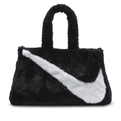  Nike Sportswear Faux Fur Tote Bag Purse (10L) (Black/Sail) :  Clothing, Shoes & Jewelry