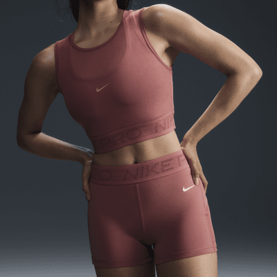 Shorts con paneles de malla de tiro medio de 8 cm para mujer Nike Pro