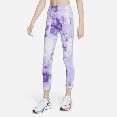 Nike Dri-Fit Leggings Women's Medium Purple Tie Dye Watercolor Running  Training