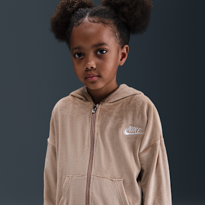 Conjunto de 2 piezas de leggings de tejido velour acampanados para niños talla pequeña Nike