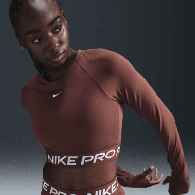 Nike Pro Dri-FIT kort, langermet overdel til dame