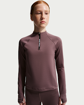 Детские  Nike Pro Big Kids' (Girls') Dri-FIT Half-Zip Long Sleeve