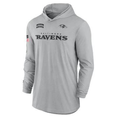 Playera con gorro de manga larga Nike Dri-FIT de la NFL para hombre Baltimore Ravens Salute to Service Edge Mascot Lockup