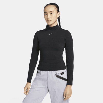 【ナイキ公式】スポーツウェア コレクション エッセンシャル ウィメンズ ロングスリーブ モック トップ ブラック ウィメンズ M Nike Sportswear Collection Essentials Women's Long-Sleeve MOCK TOP