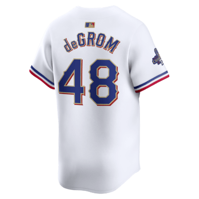 Jersey Nike Dri-FIT ADV de a MLB Limited para hombre Jacob deGrom Texas Rangers 2023 World Series Champions Gold