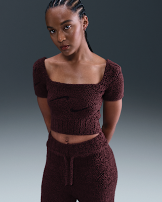 Женские шорты Nike Sportswear Phoenix Cozy Bouclé Short-Sleeve Cropped Knit Top