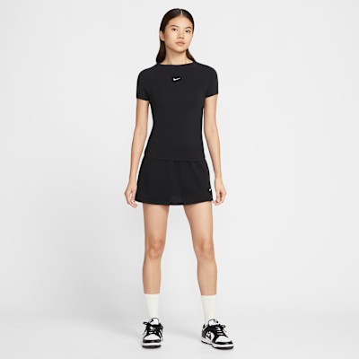 เสื้อแขนสั้นคอปีนทรงรัดรูปผู้หญิง Nike Sportswear Chill Knit