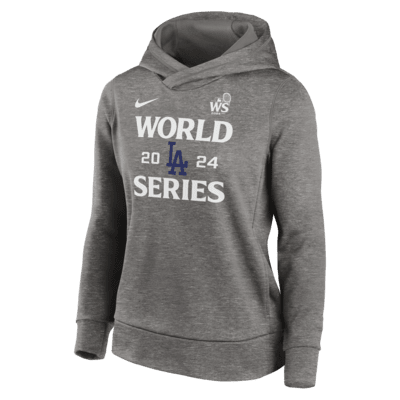 Sudadera con gorro sin cierre Nike Therma de la MLB para mujer Los Angeles Dodgers 2024 World Series Authentic Collection