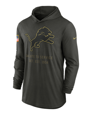 Мужские  Detroit Lions Salute to Service Sideline Men’s Nike Dri-FIT NFL Long-Sleeve Hooded Top