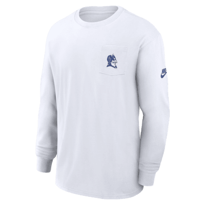 Playera de manga larga universitaria Nike para hombre Duke Blue Devils Legacy Max90 Pocket