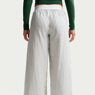 Pants de tejido Woven a rayas de tiro medio holgados para mujer Nike Sportswear Chill Poplin