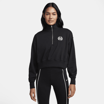 Sudadera de tejido Fleece oversized cropped de medio cierre para mujer Nike Sportswear