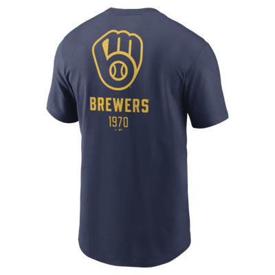 Milwaukee Brewers Large Logo Back Stack Men's Nike MLB T-Shirt