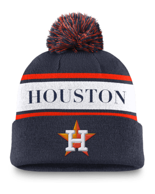 Мужские  Houston Astros Team Stripe Peak Nike MLB Cuffed Pom Beanie