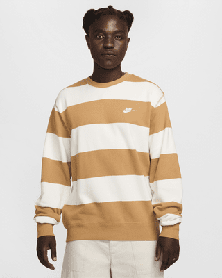 Мужские  Nike Club Fleece Striped Heavyweight French Terry Crew