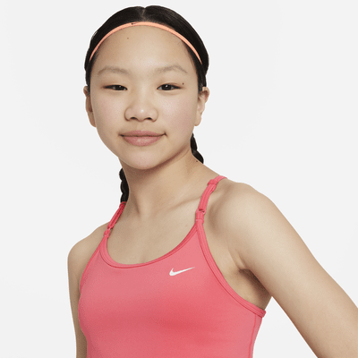 Nike Girl (Kids) Pink/White Built-in Sports Bra Training Tank (CJ7556)  M/L/XL