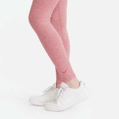 Nike Girls Dri-FIT One Luxe Hi-Rise Leggings in Plum Fog/Pure