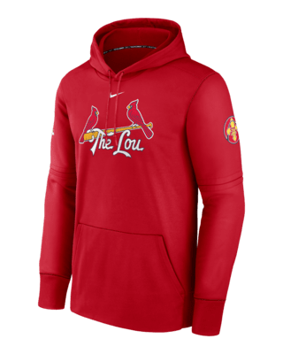 Мужское худи St. Louis Cardinals City Connect Practice Nike Therma MLB Pullover Hoodie