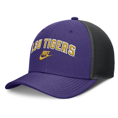 LSU Legacy Arch Rise Men's Nike Dri-FIT College Trucker Adjustable Hat