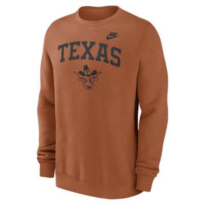 Sudadera de cuello redondo sin cierre universitaria Nike para hombre Texas Longhorns Legacy Classic Arch Over Logo