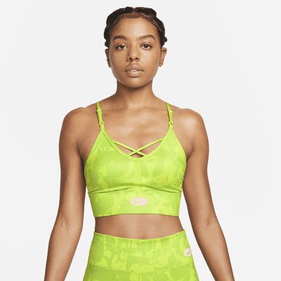 Nike Training Dri-FIT Indy Icon Clash all over print sports bra in