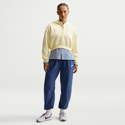 Sudadera con gorro Nike Sportswear oversized cropped Henley de tejido Fleece para mujer Phoenix