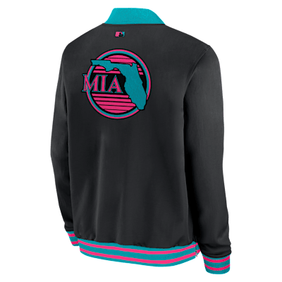 Miami Marlins Authentic Collection City Connect Men's Nike MLB Full-Zip Bomber Jacket