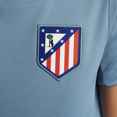 Atlético Madrid Strike Nike Dri-FIT Kurzarm-Fußballoberteil aus Strickmaterial für ältere Kinder