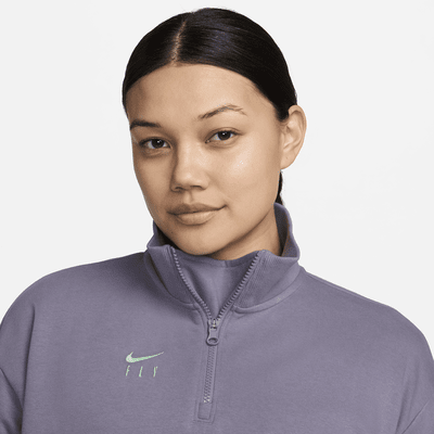 Playera de básquetbol de French Terry Dri-FIT oversized de cierre 1/4 para mujer Nike Swoosh Fly