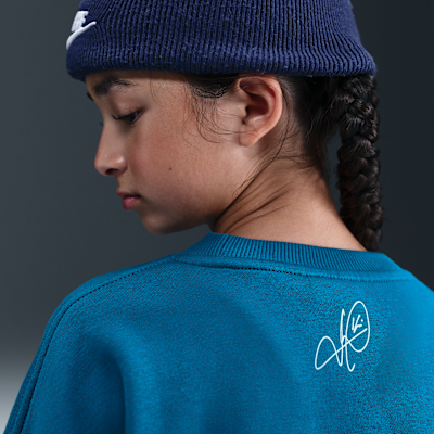 Kylian Mbappé Club Fleece Older Kids' (Girls') Nike Football Oversized Crew-Neck