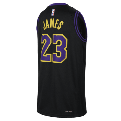 Lebron James Los Angeles Lakers 2023/24 City Edition Nike Dri-FIT NBA Swingman-trøje til større børn