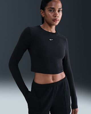 Женские  Nike Sportswear Chill Knit Slim Long-Sleeve Cropped Top