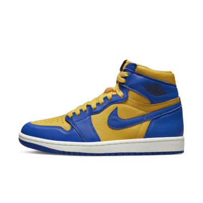 blue jordans with yellow