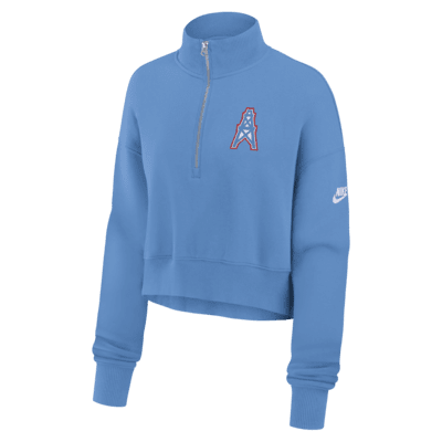 Tennessee Titans Rewind Phoenix Women's Nike NFL Cropped 1/4-Zip Crew