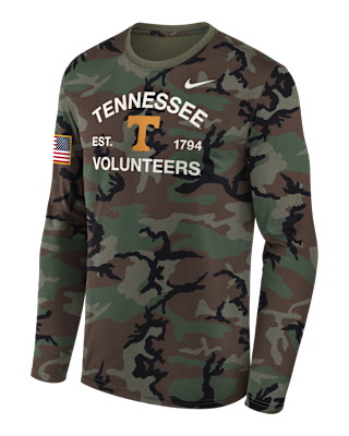 Мужская футболка Tennessee 2025 Military Appreciation Legend Nike Dri-FIT College Long-Sleeve