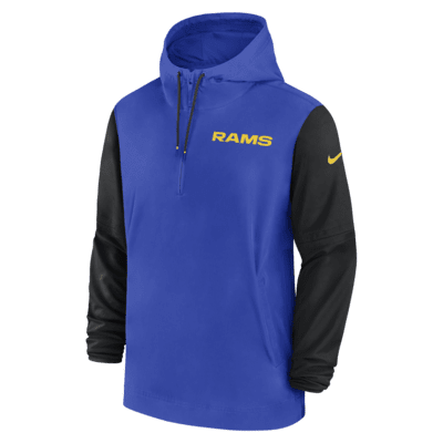 Los Angeles Rams Sideline Pre-Game Player Men's Nike NFL 1/2-Zip Hooded Jacket