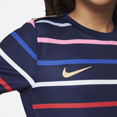 Playera de fútbol Nike Dri-FIT para antes del partido para niños talla grande FFF Academy Pro Home