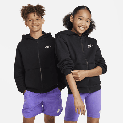 Mikina Nike Sportswear Club Fleece s kapucí a dlouhým zipem pro větší děti