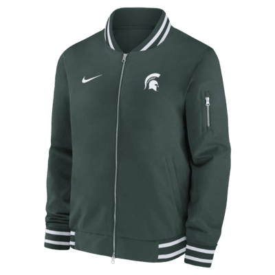 Chamarra bomber universitaria Nike de cierre completo para hombre Michigan State Spartans Sideline