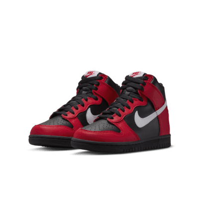 nike sb dunk high sport red metallic platinum