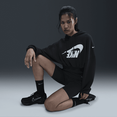 Felpa pullover corta oversize in French Terry con cappuccio Nike Sportswear – Donna