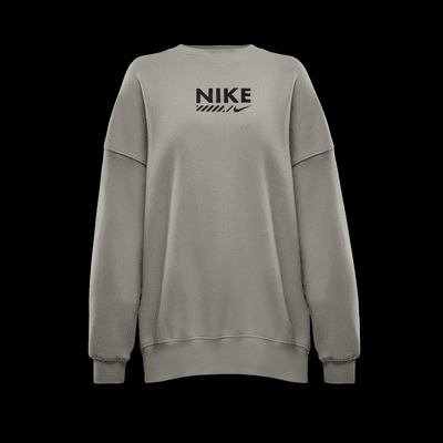 Oversized Nike Sportswear-sweatshirt i fleece med rund hals til kvinder