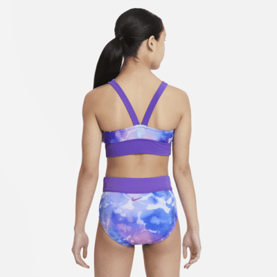 Nike Water Dots Big Kids' (Girls') Asymmetrical Top & High Waist Bikini  Set.