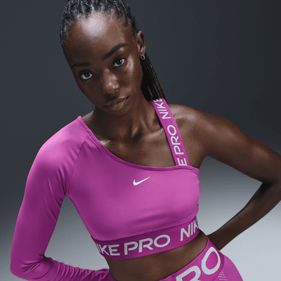 Camisola recortada assimétrica Dri-FIT Nike Pro Shine para mulher