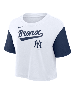 Женская футболка New York Yankees Script Nike Dri-FIT MLB Cropped