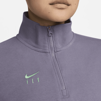 Playera de básquetbol de French Terry Dri-FIT oversized de cierre 1/4 para mujer Nike Swoosh Fly